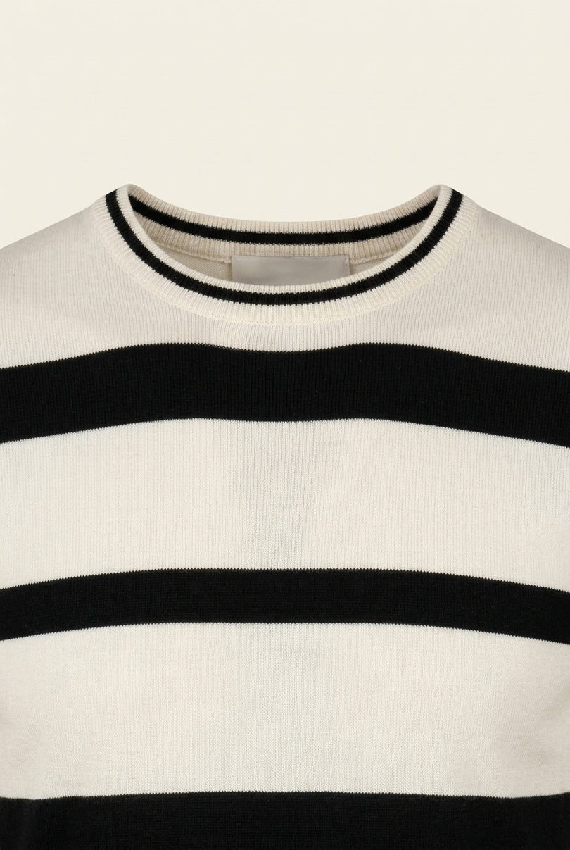 Knitted Striped Top - Off-White - Detail