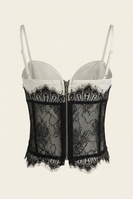 Lace Bustier Top - White - Back