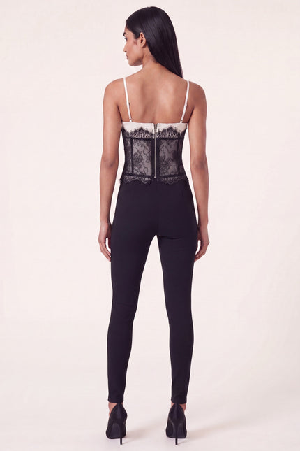 Lace Detail Fitted Top - White - back view