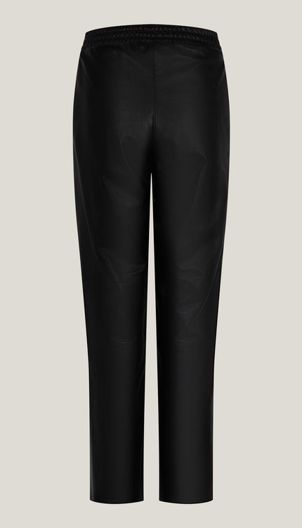 Lambskin Leather Front Stitched Trousers - Black - Ron Tomson