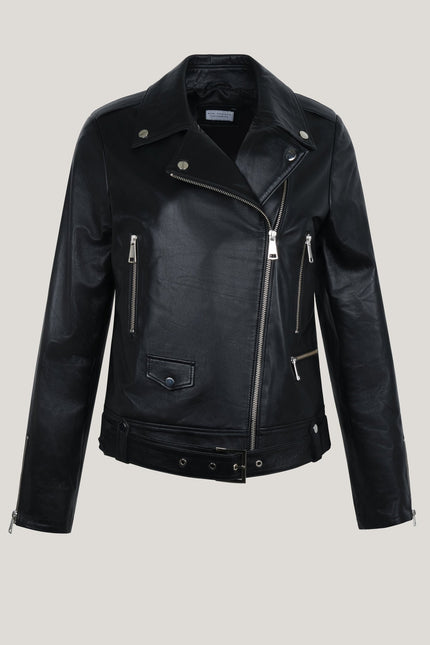 Lambskin Leather Prefect Biker Jacket - Black - Ron Tomson