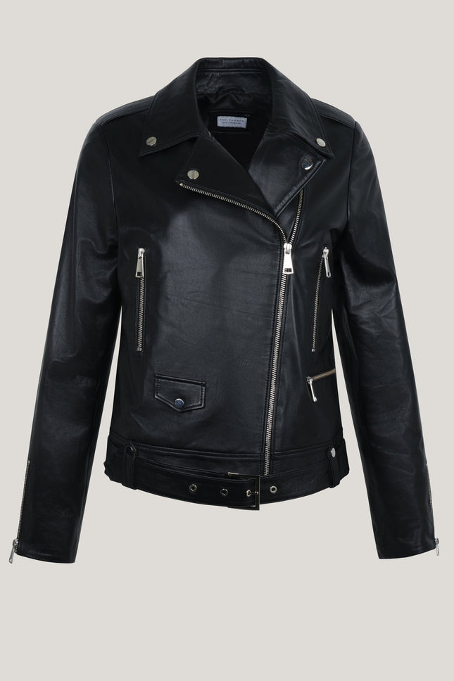 Lambskin Leather Prefect Biker Jacket - Black - Ron Tomson
