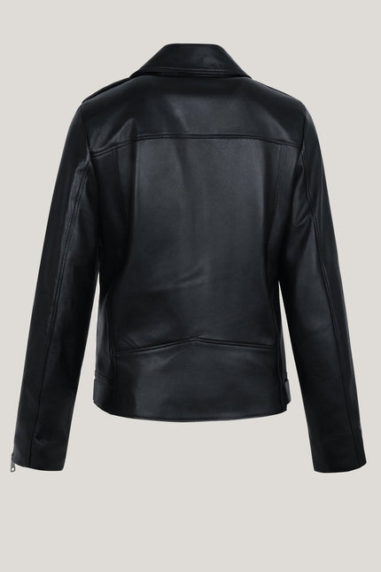 Lambskin Leather Prefect Biker Jacket - Black - Ron Tomson