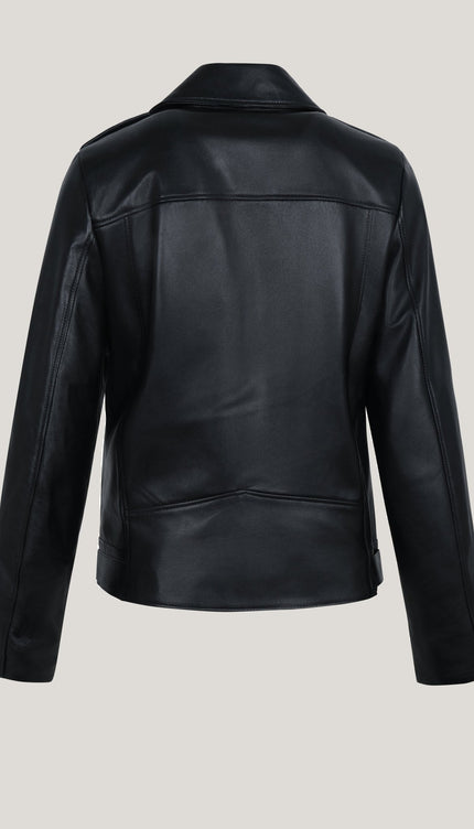 Lambskin Leather Prefect Biker Jacket - Black - Ron Tomson