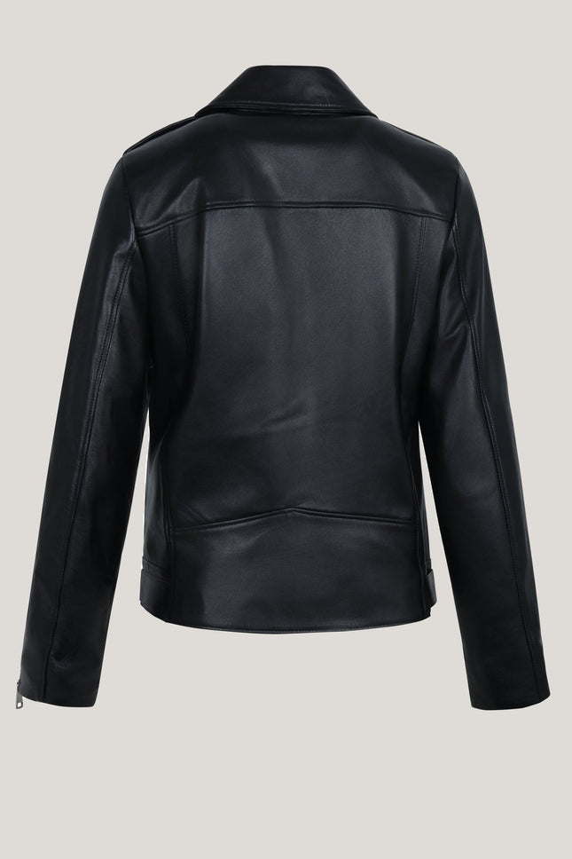 Lambskin Leather Prefect Biker Jacket - Black - Ron Tomson