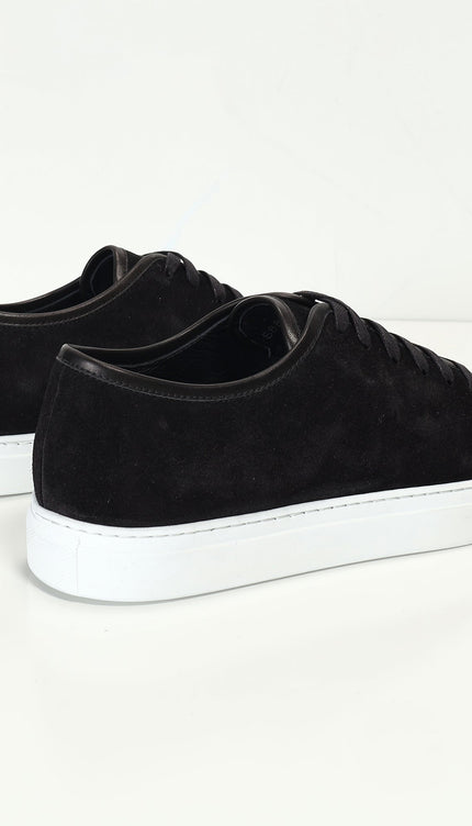 Leather and Suede Court Sneakers - Black White - Ron Tomson