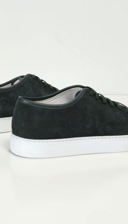 Leather and Suede Court Sneakers - Green White - Ron Tomson