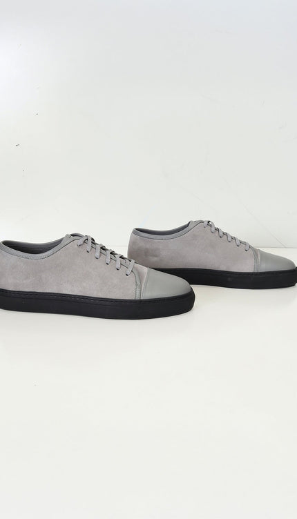 Leather and Suede Court Sneakers - Grey Black - Ron Tomson