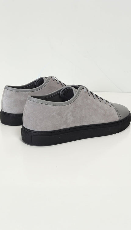 Leather and Suede Court Sneakers - Grey Black - Ron Tomson