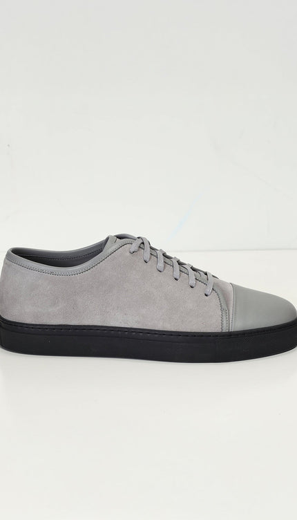 Leather and Suede Court Sneakers - Grey Black - Ron Tomson