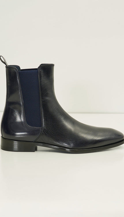 Leather Essential Chelsea Boot - Navy Buffalo - Ron Tomson