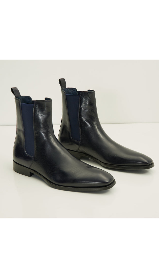 Leather Essential Chelsea Boot - Navy Buffalo - Ron Tomson
