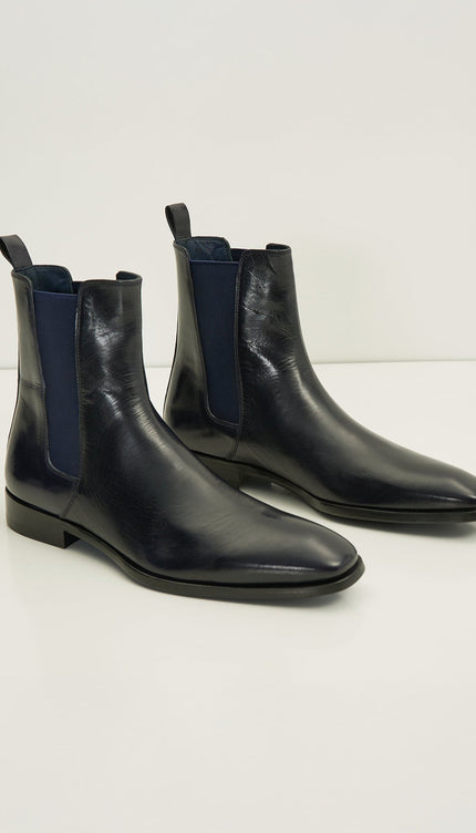 Leather Essential Chelsea Boot - Navy Buffalo - Ron Tomson