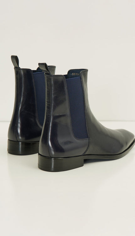 Leather Essential Chelsea Boot - Navy Buffalo - Ron Tomson