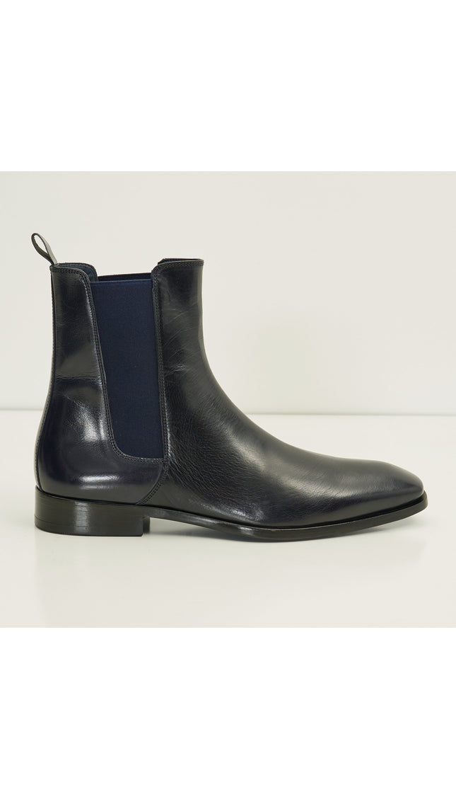 Leather Essential Chelsea Boot - Navy Buffalo - Ron Tomson