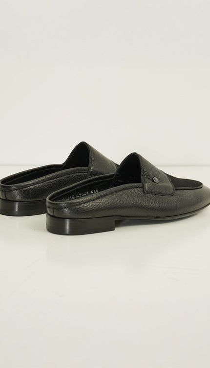 Leather Suede Mules - Black - Ron Tomson