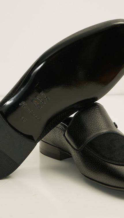 Leather Suede Slipper Shoe C-X-Black - Ron Tomson