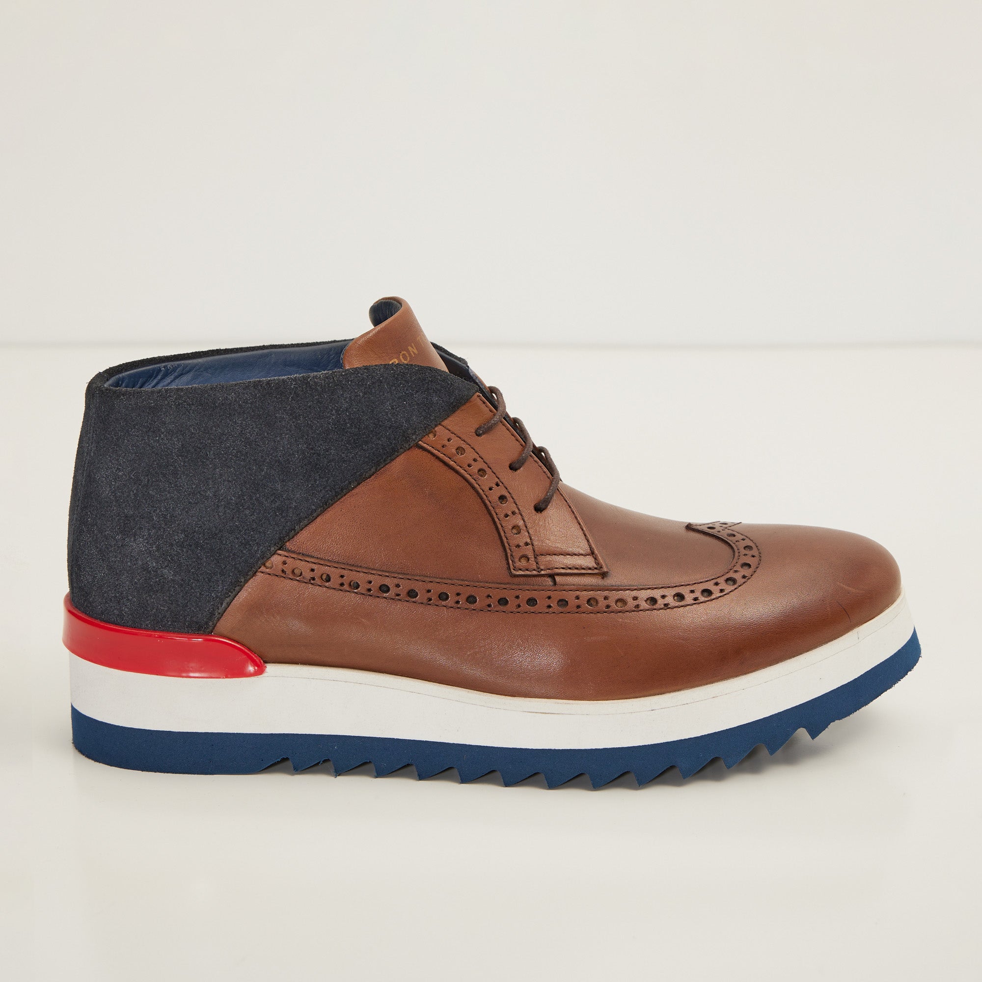 Leather Wingtip Sneaker Boots - Brown - Ron Tomson