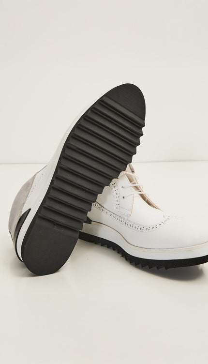 Leather Wingtip Sneaker Boots - White - Ron Tomson