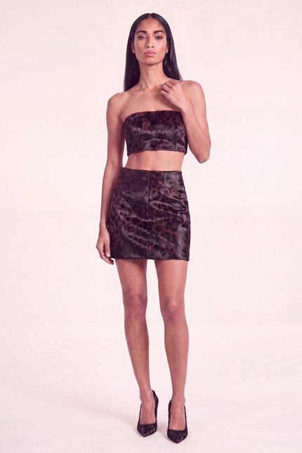 Calf Hair Bandeau Top - Black Leopard - front