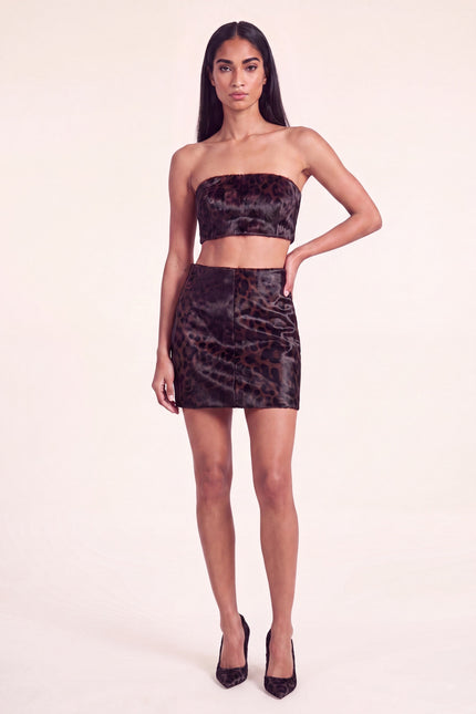 Calf Hair Mini Skirt - Black Leopard - front
