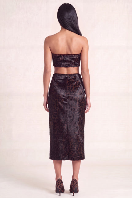 Calf Hair Pencil Skirt - Black Leopard - back with vent