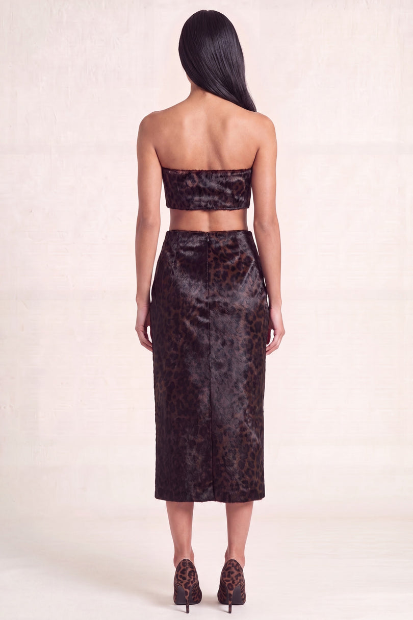 Calf Hair Pencil Skirt - Black Leopard - back with vent