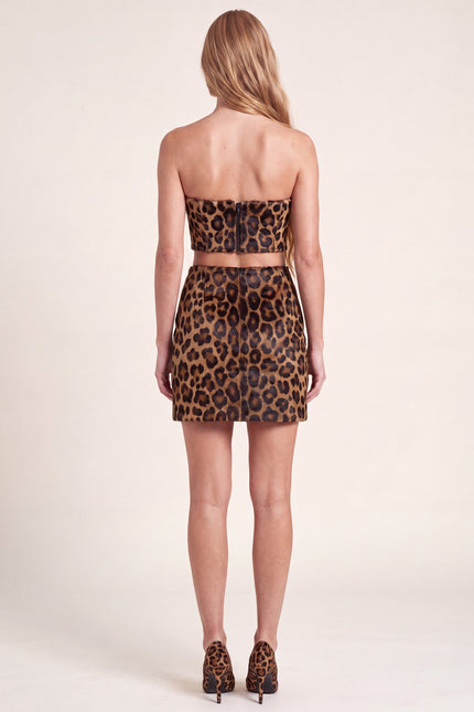 Calf Hair Bandeau Top - Brown Leopard - back with zip