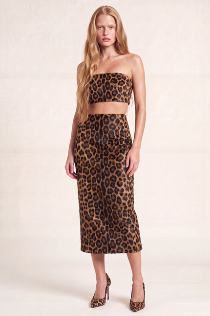Calf Hair Pencil Skirt - Brown Leopard - front