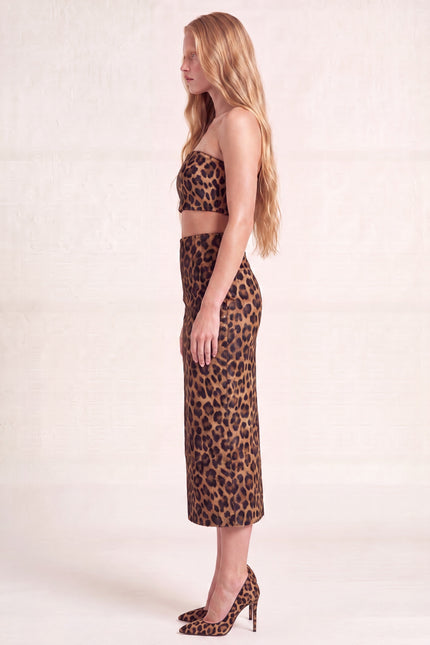 Calf Hair Pencil Skirt - Brown Leopard - side profile