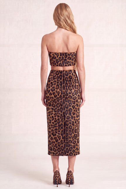 Calf Hair Pencil Skirt - Brown Leopard - back with vent