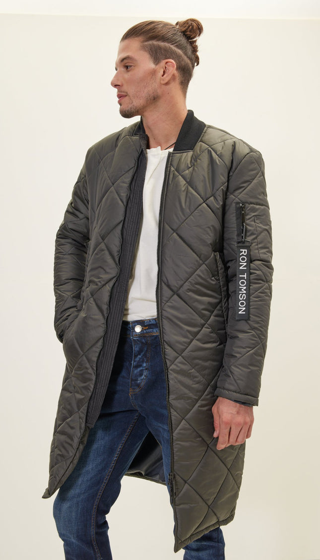 Light Padded Long Coat Jacket - Anthracite - Ron Tomson