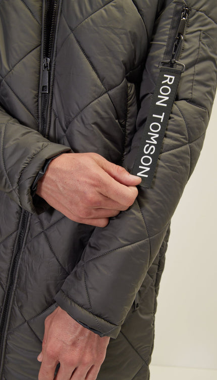 Light Padded Long Coat Jacket - Anthracite - Ron Tomson