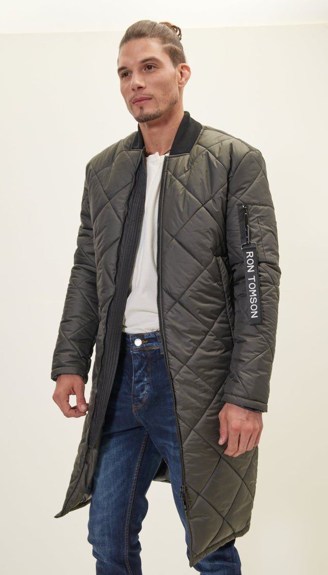 Light Padded Long Coat Jacket - Anthracite - Ron Tomson