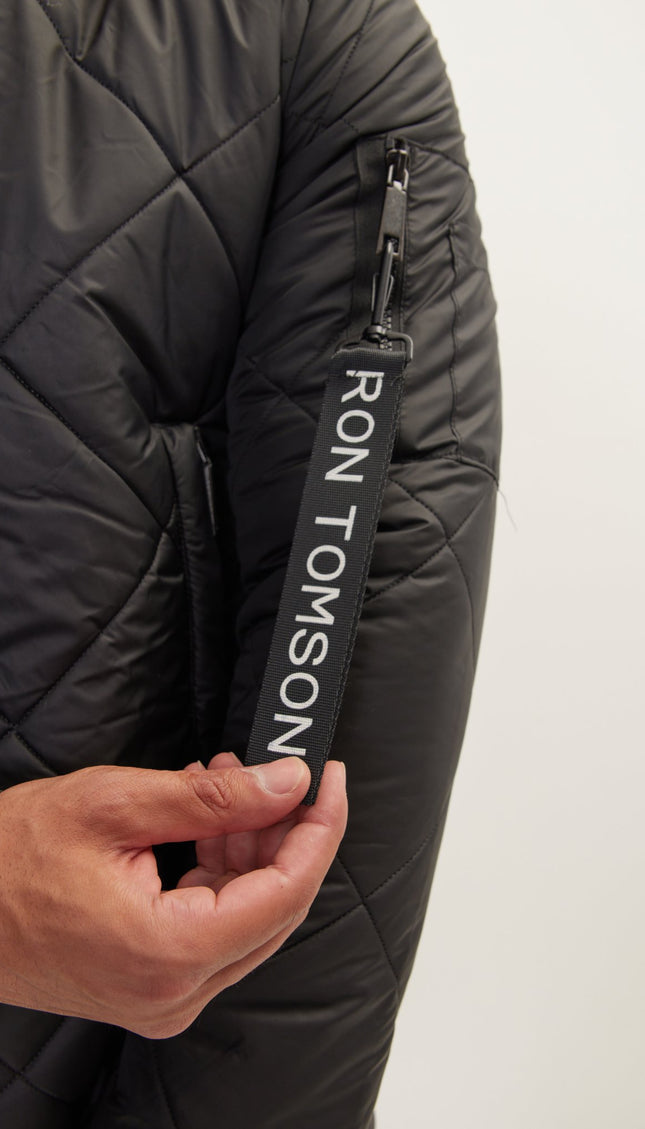 Light Padded Long Coat Jacket - Black - Ron Tomson