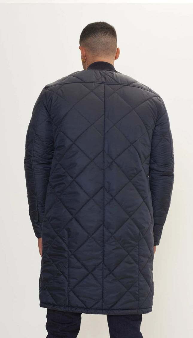 Light Padded Long Coat Jacket - Navy - Ron Tomson