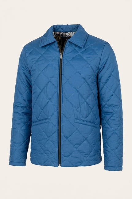 Light Padded Quilted Jacket - Blue - Front