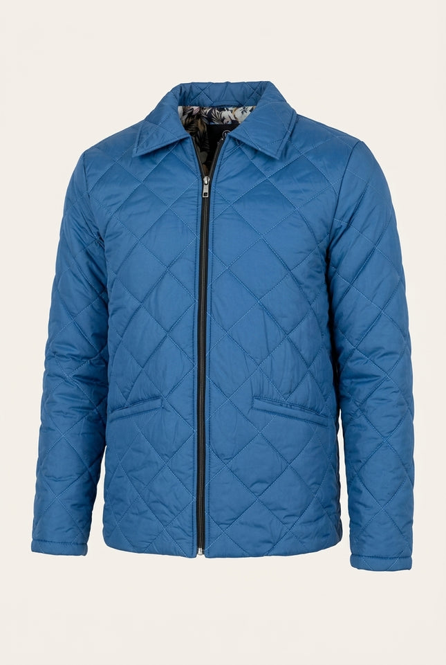 Light Padded Quilted Jacket - Blue - Front