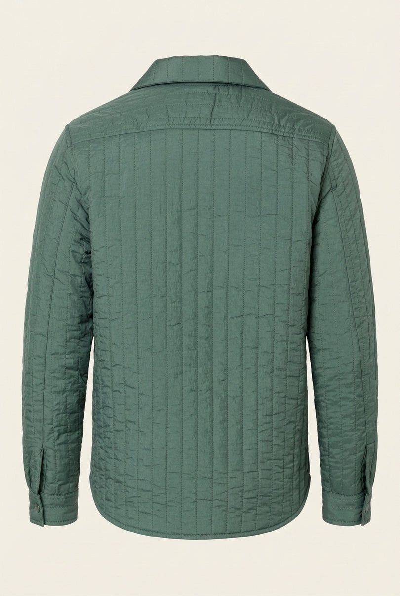 Light Padded Snap Button Jacket - Teal Green - Back