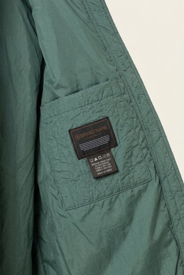 Light Padded Snap Button Jacket - Teal Green - Detail