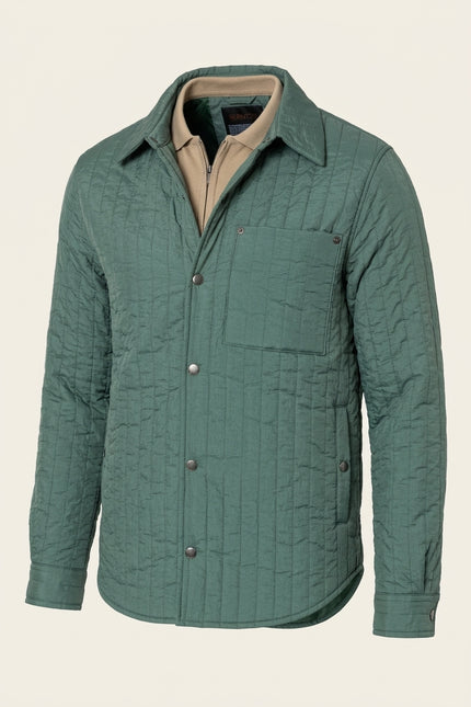 Light Padded Snap Button Jacket - Teal Green - Front