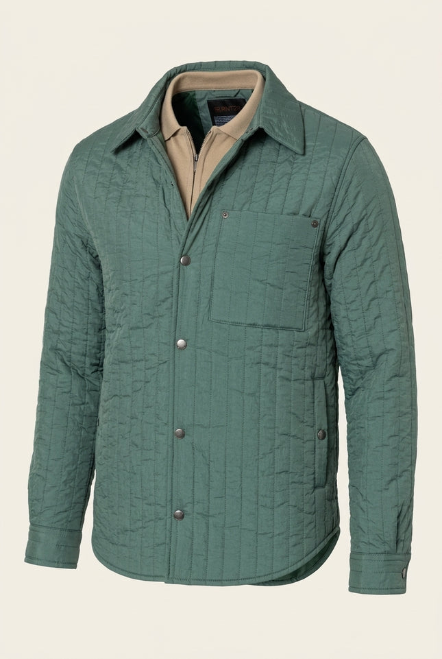 Light Padded Snap Button Jacket - Teal Green - Front