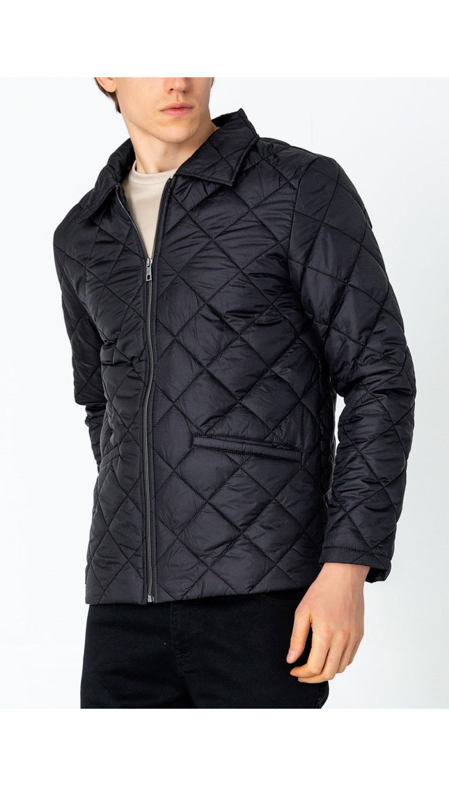 Light Padded Zipper Closure Jacket - Black - Ron Tomson