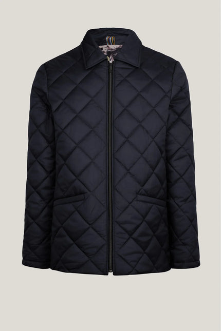 LIGHT PADDED ZIPPER CLOSURE JACKET - NAVY - Ron Tomson