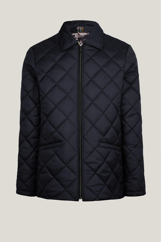 LIGHT PADDED ZIPPER CLOSURE JACKET - NAVY - Ron Tomson