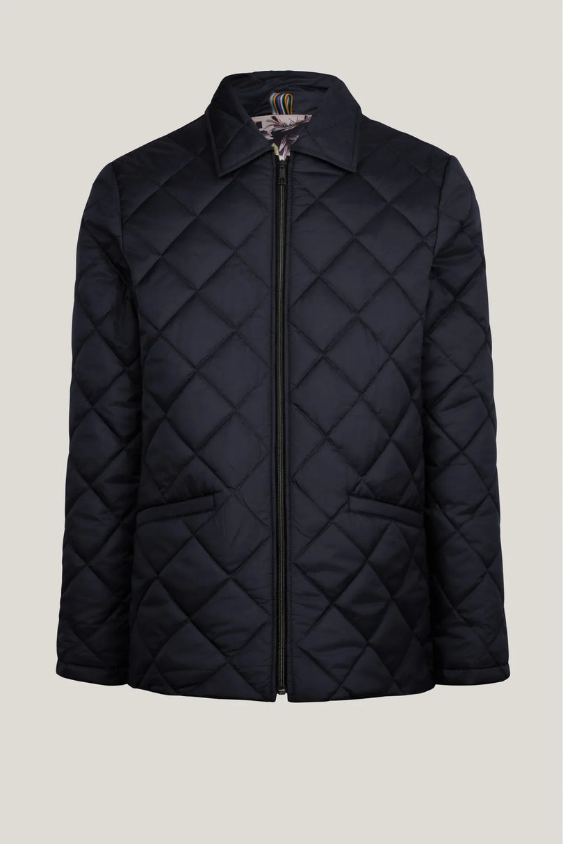 LIGHT PADDED ZIPPER CLOSURE JACKET - NAVY - Ron Tomson