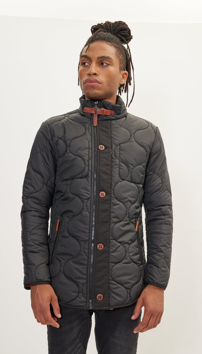 Light Padded Zipper - Up Coat - Black - Ron Tomson