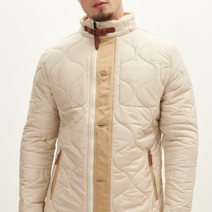 Light Padded Zipper-Up Coat - Stone - Ron Tomson