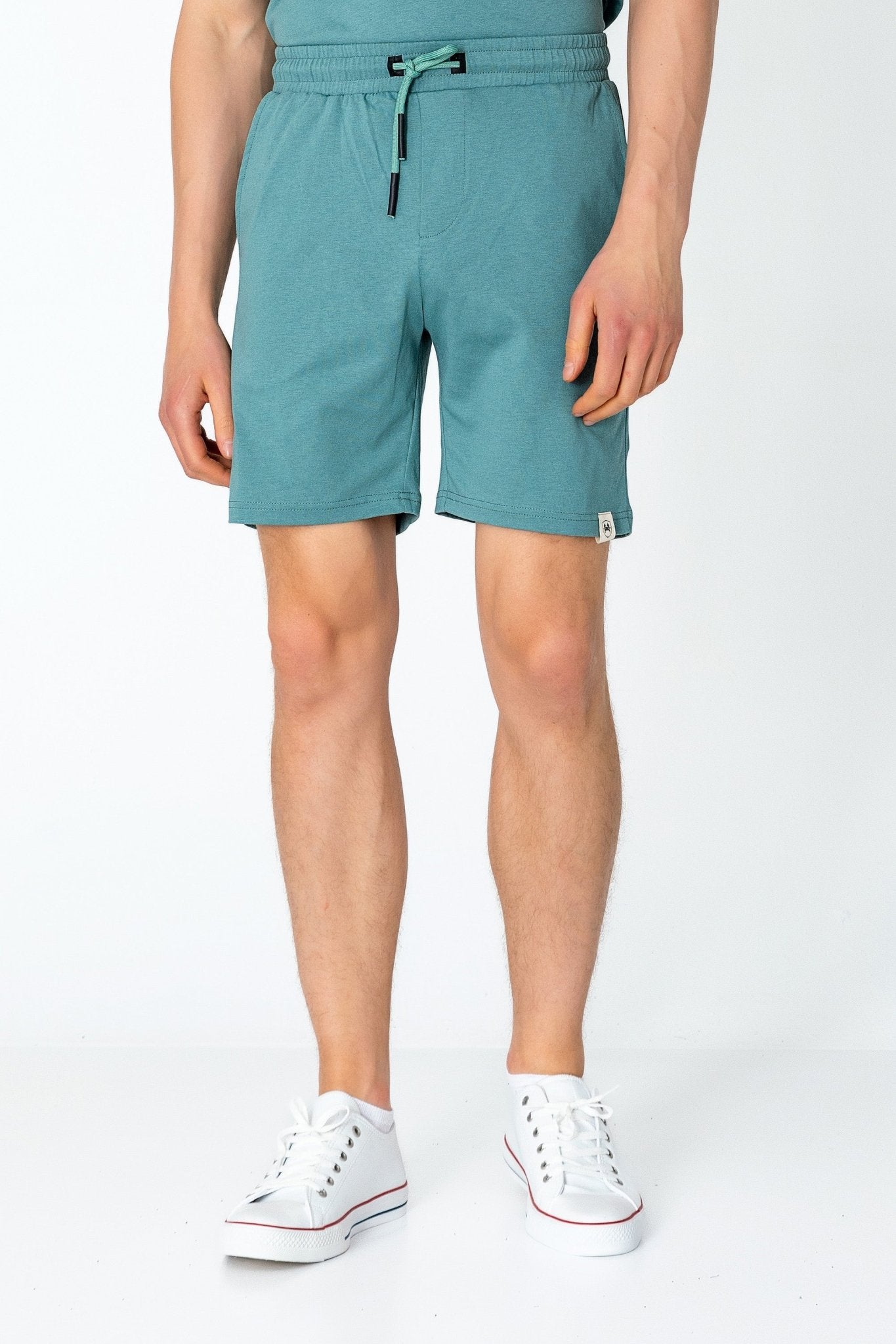 Lightweight Cotton Shorts - Teal Green - Ron Tomson