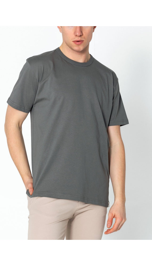 Lightweight Cotton T-shirt - Anthracite - Ron Tomson